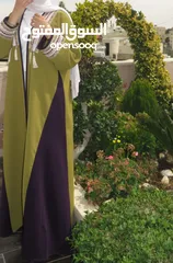  3 Olive & Plum Handcrafted Embroidered Abaya – Elegant Modern Design - Free Size