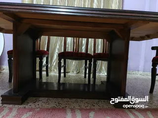  4 طاولة سفرة 8 كراسي خشب زان تقيل مع زجاج