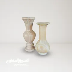  2 Handmade Marble Stone Vase – Elegant & Unique/ مزهرية رخامية يدوية الصنع – أنيقة وفريدة