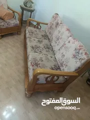  18 طقم موريس سبع مقاعد خشب زان مع طاولة وسط خشب زان مع سجلونة حديد