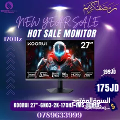  1 شاشة كمبيوتر  KOORUI 27 inch QHD 2560 x 1440 KOORUI GN03 GAMING MONITOR