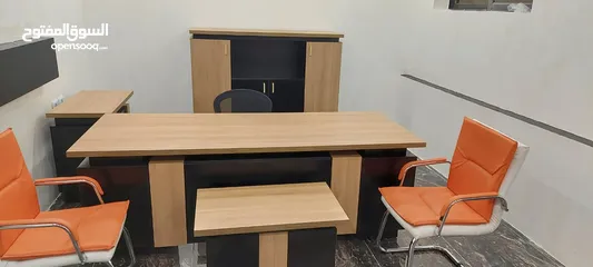  5 طقم مكتب مدير قياس2م مع خزانة خلفية وجانبية وطاولة قهوة توصيل مجاني