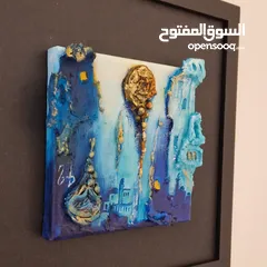  2 Painting mixed media Iraqi art 31x31cm