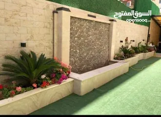  6 تنسيق الحدائق  نجيل بناء شلال نافورة باربكيو