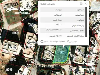  2 قطعة ارض مساحة 737 متر مربع في عين الباشا قرب مدرسة السواعد, قريبة من الخدمات
