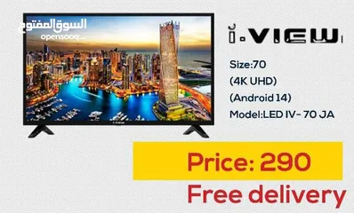  1 شاشه 70 انش اي فيو 4k سمارت مع قاعه جداريه شامل توصيل مجانا