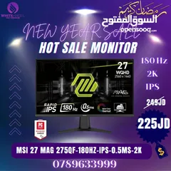  7 امتلك شاشه MONITOR MSI 27 INCH 120HZ IPS جديد كفاله عام ب 109 د فقط