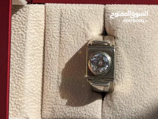  6 خاتم فضه رجالي 925 حجر الموزنايت الطبيعي أعلى جوده لنفس الحجر مع شهاده مخبرية GLS  وزن الحجر 2 قيراط