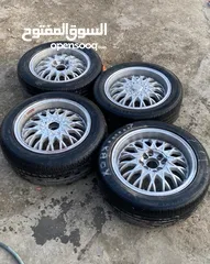 2 جنط BBS 15 اربع براغي محير قريب وبعيد مع كوشوك للبيع او للبدل