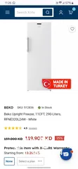  5 Beko Upright Freezer, 11CFT, 290-Liters,  TURKEY