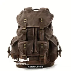  7 Vintage-Inspired Brown Leather Backpack with Zipper Closure - Durable Canvas,
