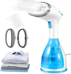 2 Portable Garment Steamer Fabric Wrinkle Remover Water Tank, 30-Second Fast Heat-up, Auto-Off, Fabric