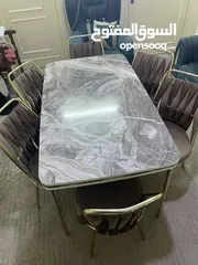  1 طاولة سفره 6 كراسي مع كرسيين تواليت
