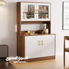  1 بوفيه مطبخ زجاج عصري وأنيق بخشب مودرن خفيف الوزن وسهل النقل والتنظيف ومناسب لكل البيت واي مساحة