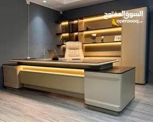  1 مكتب اداري مميز 140*70 تفصيل خشب لامينت مستورد مكفول بسعر المصنع موديلات فخمه مميزة بأقل الاسعار