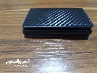  5 محافظ رجالي حجم صغير جلد صناعي وحافظة بطاقات لون اسود كاربون فايبر
