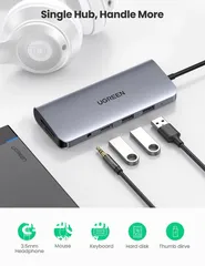  4 UGREEN CM179 USB-C 10-IN-1 Multifunctional Adapter وصلة متعددة المداخل اتش دي ماكرو يو اس بي