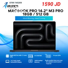  1 Macbook pRO 14.2" M3 pro 18GB / 512 Gb/ماك بوك برو 14.2" M3Pro