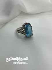  18 *خاتم فضة بحجر فيروز طبيعي نيشابوري – عيار 925، وزن 16.5 جرام*