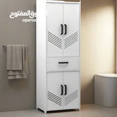  2 دولاب حمام pvc خزانتين ودرج تصميم مدمج مناسب لمعظم المراحيض القياسية   رفوف قابلة للتعديل