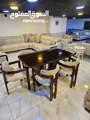  1 طاولة سفرة 6 كراسي موديل تركي ثقيل خشب زان ولاتيه وقشرة بلوط الكراسي خشب زان كامل
