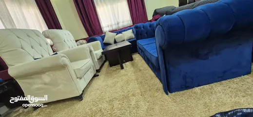  2 طقم كنب مستعمل بحالة الوكالة لون مميز بسعر الحرق