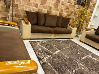  1 طقم كنب modern وارد شهوان 7 مقاعد  راقي جداً خشب سويد بالكامل و بلوط خارجي