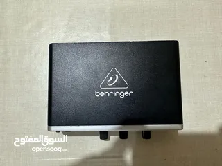  3 كرت صوت behringer umc22 midas interface مع كرتونتو وسلكو شبه جديد للتسجيل والمايكروفونات