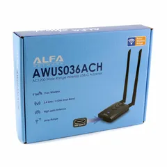  3 Alfa Wifi Adapter AWUS036ACH v.2 dual-band 2.4GHz/5GHz adapter (monitor mode, packet injection)