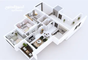  18 شقة 135متر للبيع بالقرب من شارع  القدس و الدفاع المدني مكونة من 3 غرف نوم, حمامين,صالون,مطبخ و بلكون