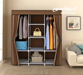  2 خزانه ملابس نظام ستارة حجم جامبو هيكل معدني قوي وقماش كتان متعدده الاستخدام سهله التركيب