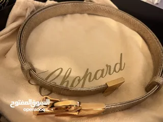  7 حزام  Chopard Chopard Metallic Gold Python Embossed Leather Miss Happy Belt 115CM