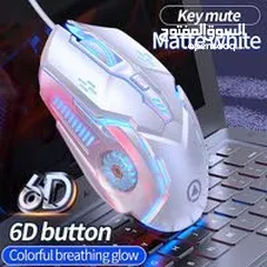  1 Gaming mouse, wired, USB, 7 light effects, 3200 dpi, , White, New-ماوس ألعاب، سلكي ابيض اللون