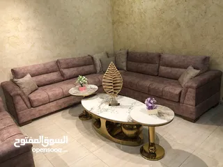  1 طقم كورنر كنب محلي صالون أمريكي مغلف كلاسيك كشاط اسود خشب سويدي مميز وبأقل سعر بالسوق