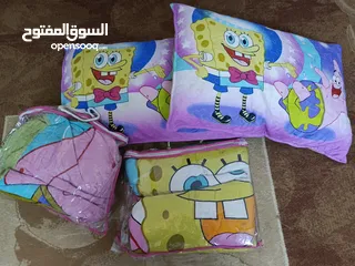  4 شراشف غرف نوم للاطفال سرير مفرد الأشكال : سبايدر مان و سوبنج بوب