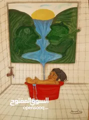  2 لوحات سريالية اصلية رسم يدوي