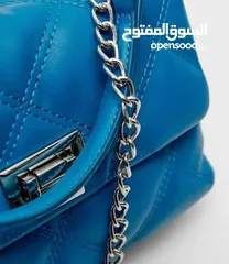  3 شنتة كتف جلد زرقاء