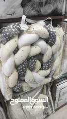  2 طقم بطانه مجدله طول 3 متر  مع مخدات حشوه بوليستر قابل للغسيل للتخت البيبي الخشب