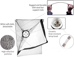 2 طقم إضاءة التصوير الفوتوغرافي استوديو الصور حامل الفيديو الضوء المستمر اثنان 50x70 سم سوفت بوكس عشرة