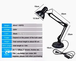  3 مصباح مكتب معماري بذراع متارجح قابل للتعديل بالكامل