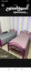  6 تختين حديد + تخت خشب زان  للبيع