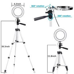  3 Selfie Ring XWJ-1806 Light With Tripod stand حامل هاتف ثلاثي للتصوير الذاتي