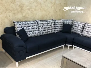  2 طقم كنب محلي صلون كلاسيك كشاط أسود خشب سويدي وقماش وتر بروف مميز ضد الماء