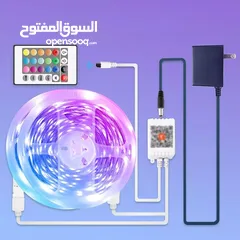  5 حبل إضاءة ليد متعدد الألوان مع جهاز تحكم عن بُعد بطول 10متر