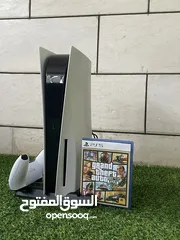  3 بلايستيشن 5 شبه جديد مع قاعدة شحن وتبريد مع 2 ايد و GTA V و Fifa 23.