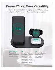  1 شاحن لاسلكي جديد غير مستخدم  Aukey 3-in-1 Wireless Charging Station, Black, LC-A3