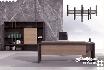  11 مكتب مدير مكتب مودرن +سايد جانبي + وحده ادارج خشب MDf اسباني office desk. office furniture