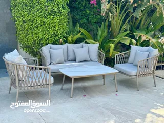  7 تجهيزات خارجيه لقعدات الصيف  اطقم جلسات  طاولات وكراسي  مراجيح  كراسي مسبح