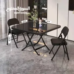  2 كراسي طوي لون اسود جلد ومعدن