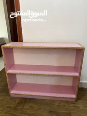  7 Pink color bed with mattress + 2 shelf